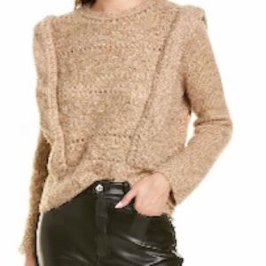 HL Affair Pointelle-knit Chunky Sweater Camel with Flanged Shoulders NEW Size L